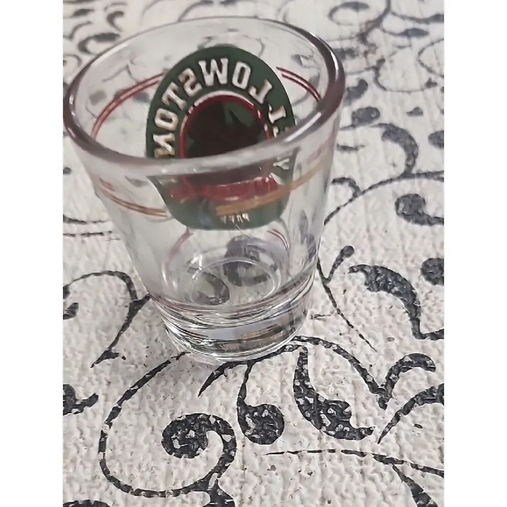 Yellowstone Shot Glass with Green and Gold Logo